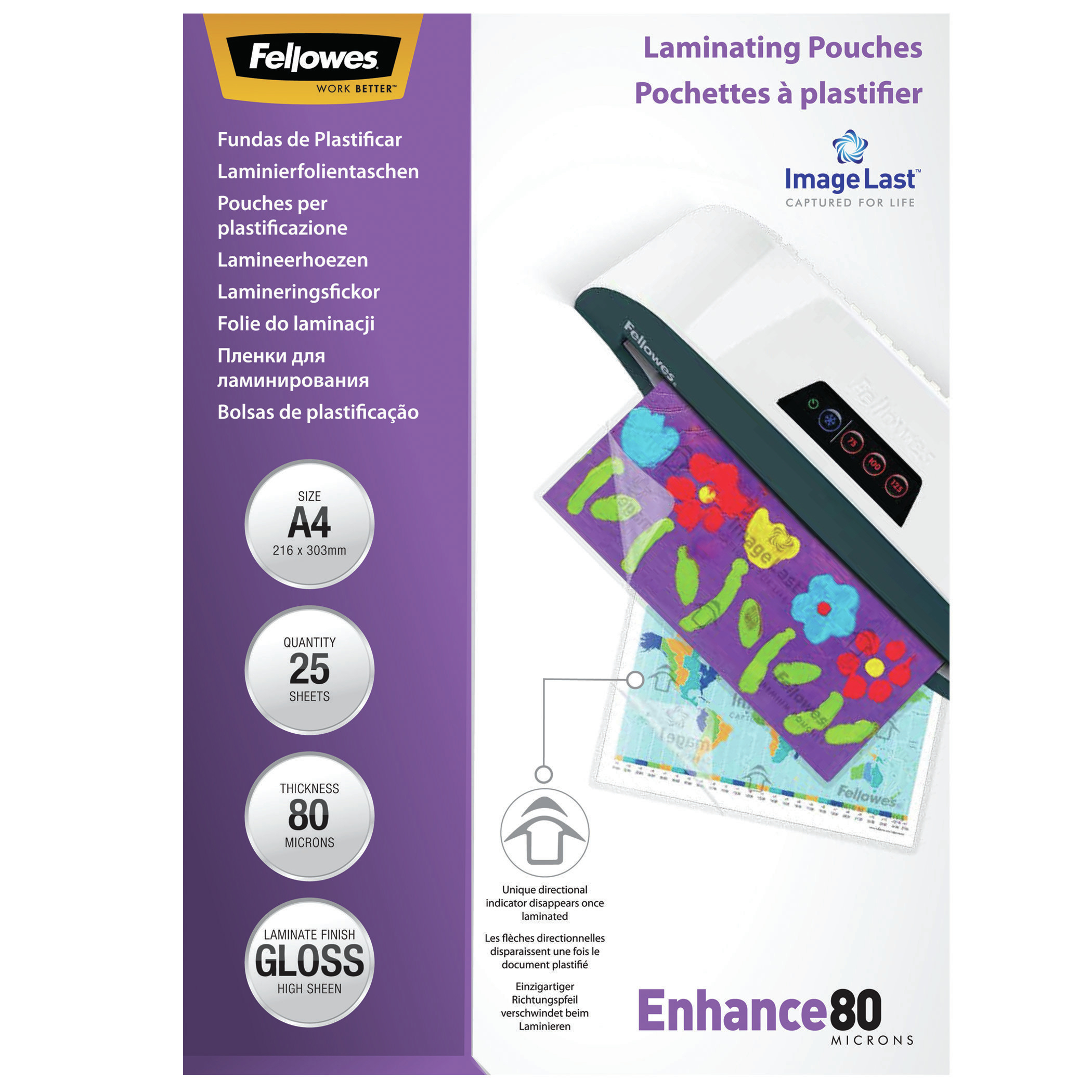 Image of Fellowes ImageLast A4 80 Micron Laminating Pouch - 25 pack