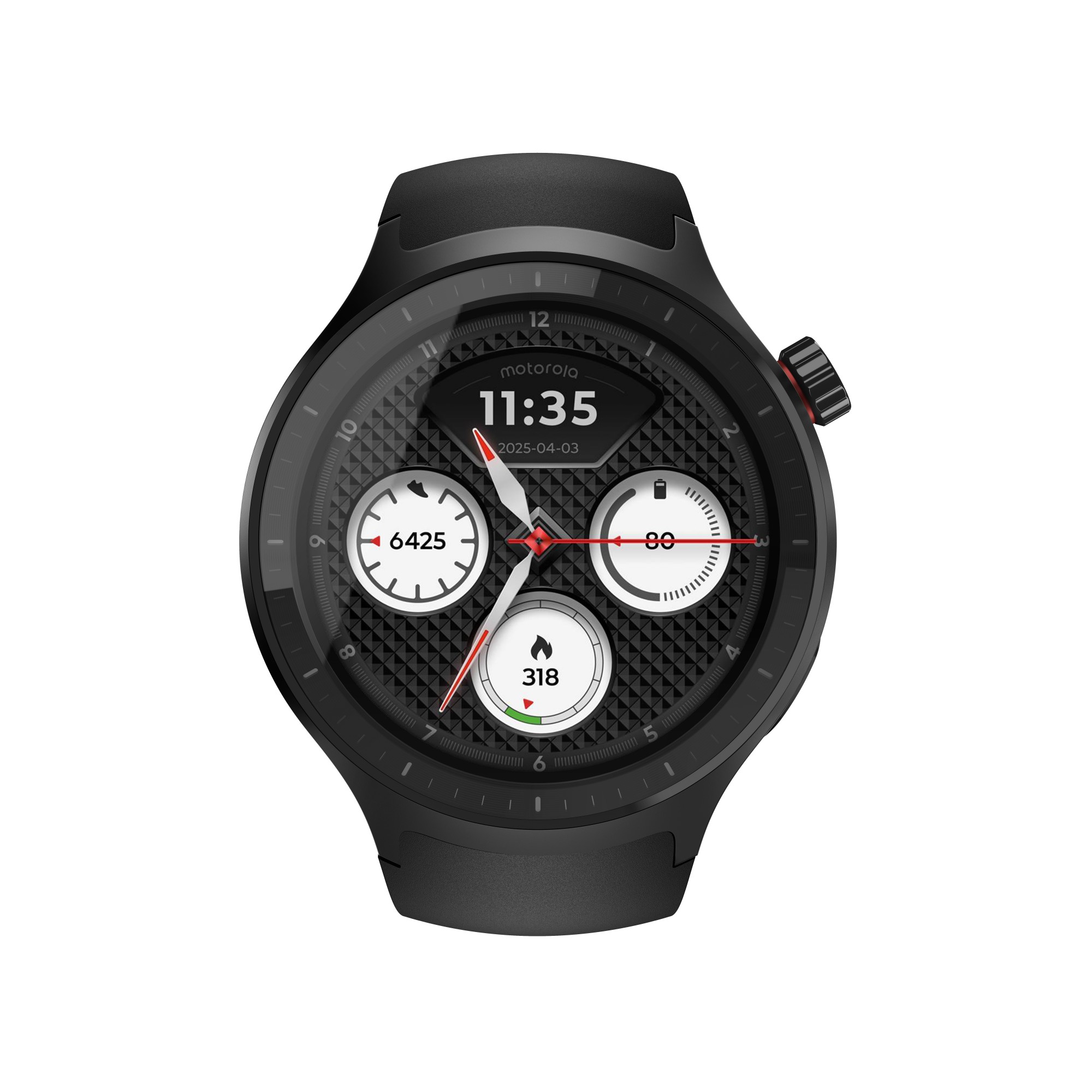 Moto Watch - Matte black - smart watch with band - silicone - pantone volcanic ash - display 1.4" - 4 GB - Bluetooth - 40 g