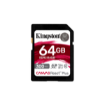 Kingston Technology 64GB Canvas React Plus SDXC UHS-II 300R/260W U3 V90 for Full HD/4K/8K