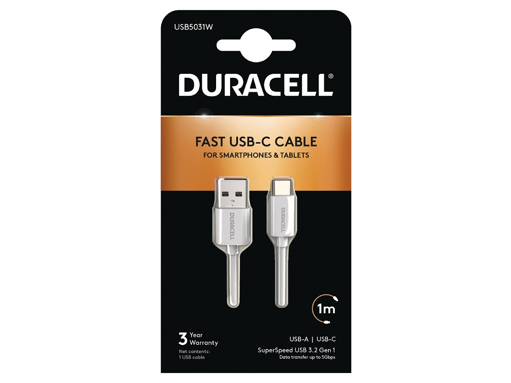 Photos - Cable (video, audio, USB) Duracell 1M USB Type-C to USB 3.0 Cable USB5031W 