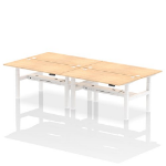 Dynamic Air Back-to-Back W1600 x D800mm Height Adjustable Sit Stand 4 Person Bench Desk With Cable Ports Maple Finish White Frame - HA02386 DD