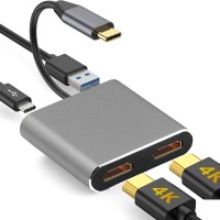 FDL USB TYPE C TO DUAL HDMI/A 2.0 ADAPTOR + POWER & DATA M/F/F