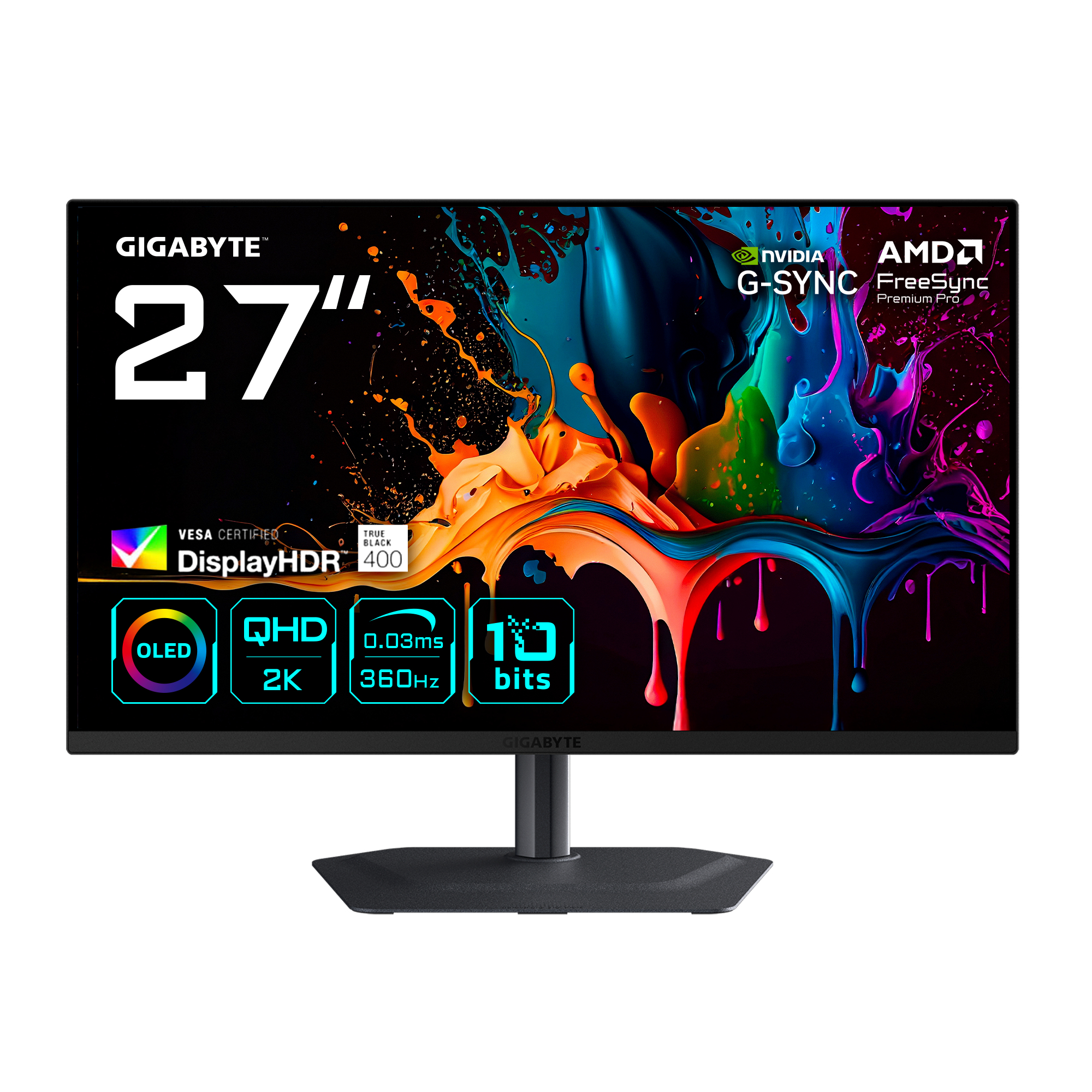 Gigabyte Black Mo27q3 27” Oled Qhd Gaming Monitor - 2560 X 1440. 360Hz. 0.03