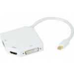 Hypertec 127392-HY video cable adapter 0.14 m Mini DisplayPort DVI-I + VGA (D-Sub) + HDMI White