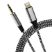 Maplin Lightning Connector to 3.5mm Male Aux Stereo 3 Pole Jack Plug Braided Cable 1m Silver