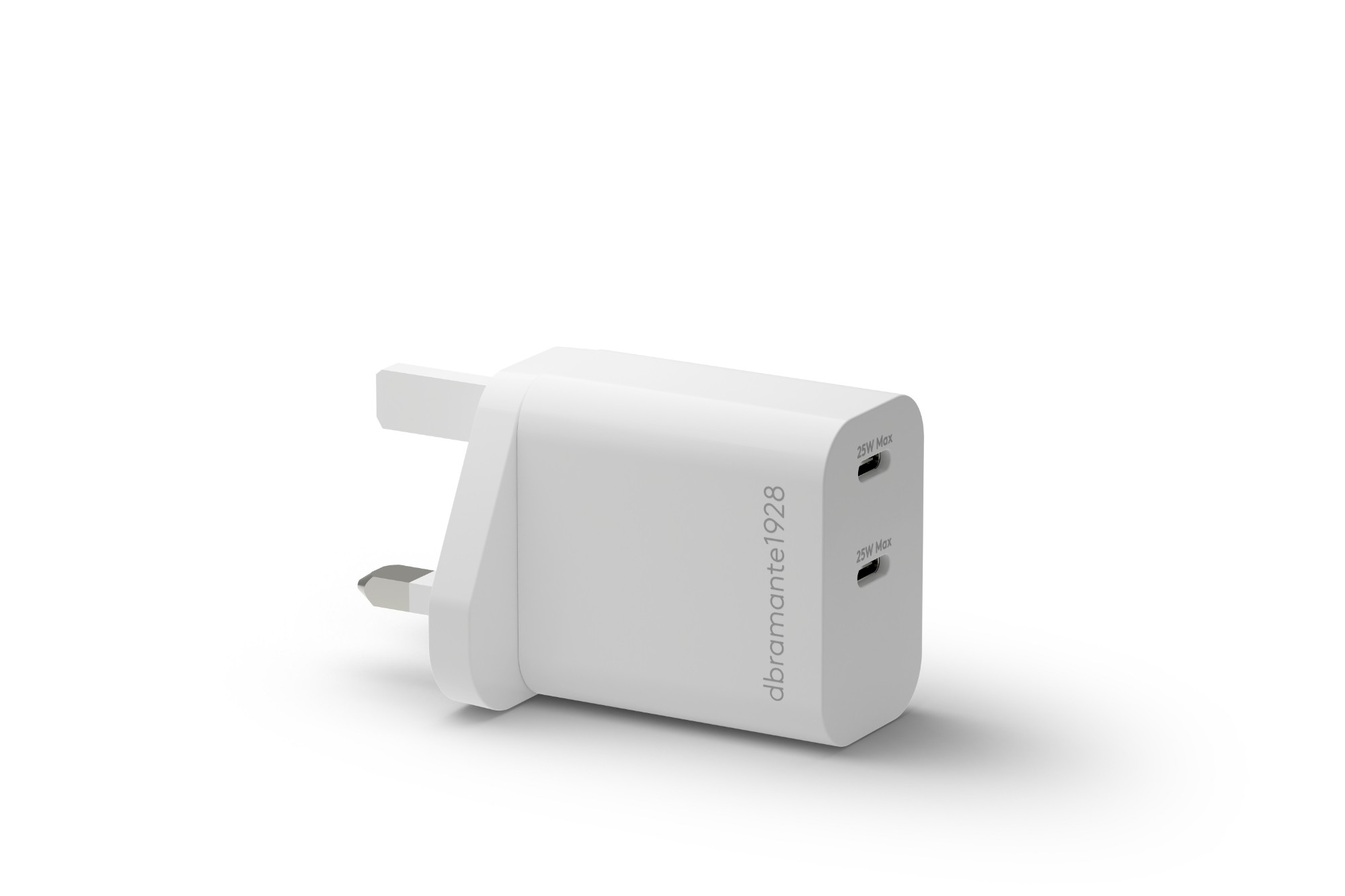 re-charge - Power adapter - 25 Watt - 3 A - 2 output connectors (USB-C) - white - United Kingdom thumbnail