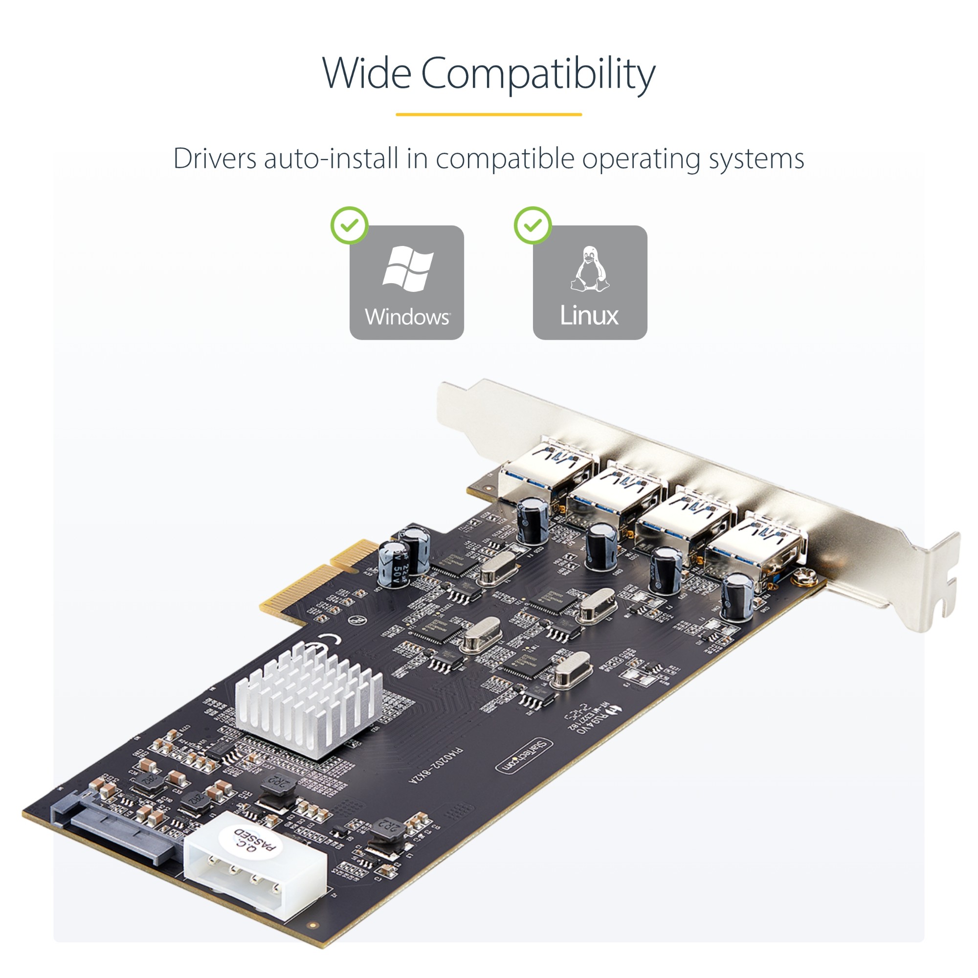StarTech.com 4-Port USB PCIe Card, USB 3.2 5Gbps, PCI Express Expansion Card with 4x Independent USB Controllers, 4x USB-A Ports, Windows/macOS/Linux
