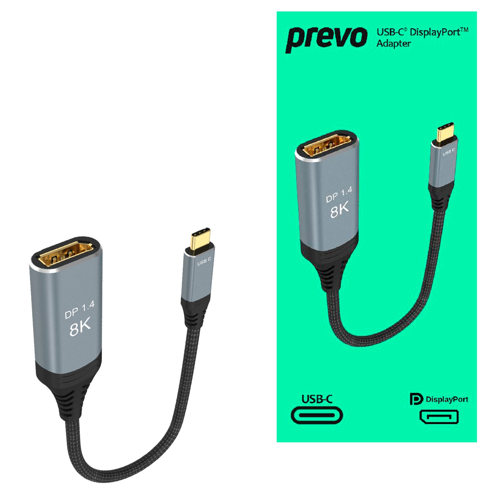 Image of PREVO USBC-DP-ADA video cable adapter 0.2 m USB Type-C DisplayPort...