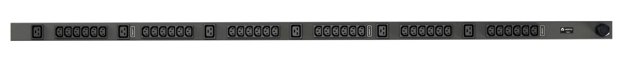 Vertiv Geist rPDU, basic, 0U, input IEC60309 230/400V 3x16A, outputs (36)C13 | (6)C19 power distribution unit (PDU) 42 AC outlet(s) Black