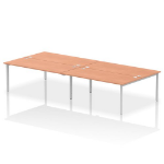 Dynamic Impulse W3600 x D1600 x H750mm Back to Back 4 Person Bench Desk With Cable Management Ports Goal Post Leg Beech Finish Silver Frame - IB00400 DD