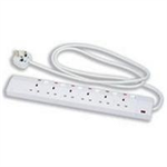 CED 6-GANG EXTENSION LEAD 2M WHITE