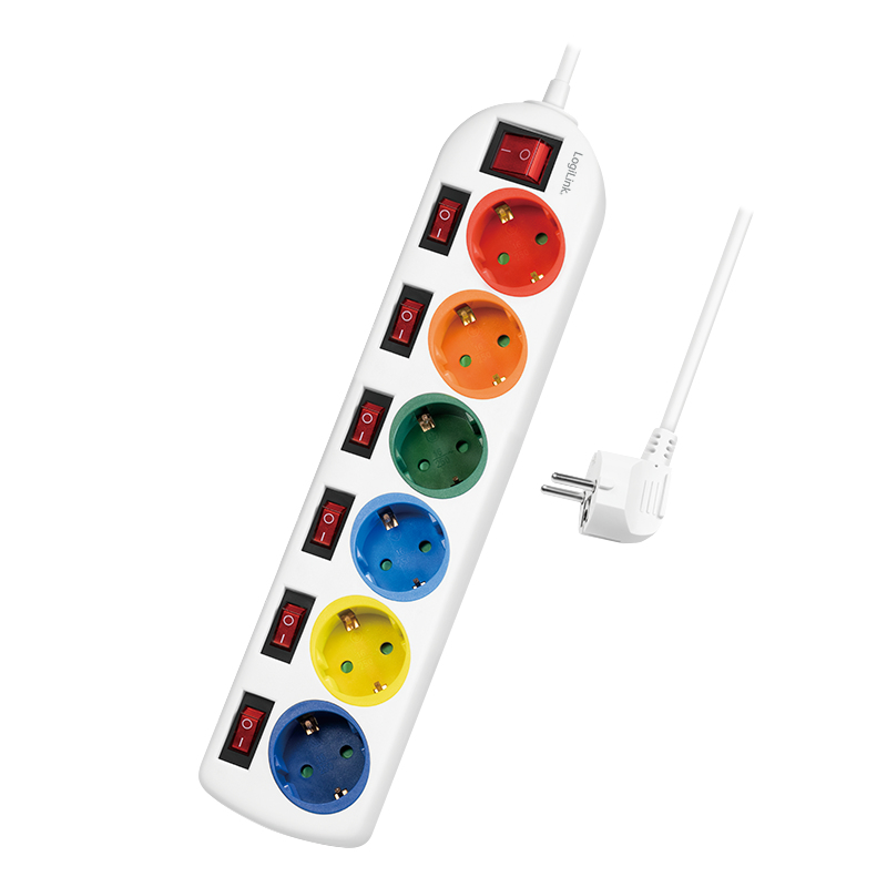 Image of LogiLink LPS259 power extension 1.5 m 6 AC outlet(s) Indoor White