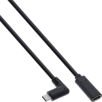 InLine USB 3.2 Gen.1x2 Cable, USB-C male angled / female, black, 0.5m