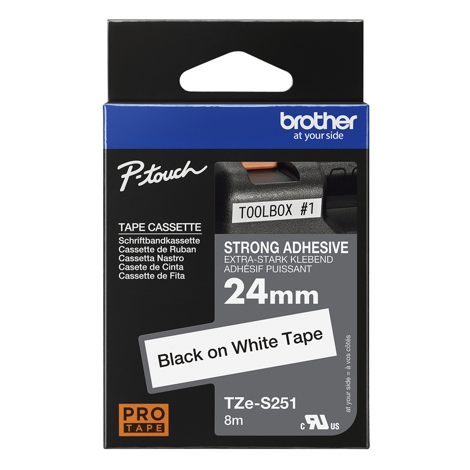Brother TZE-S251 DirectLabel black on white extra strong Laminat 24mm x 8m for Brother P-Touch TZ 3.5-24mm/HSE/36mm/6-24mm/6-36mm