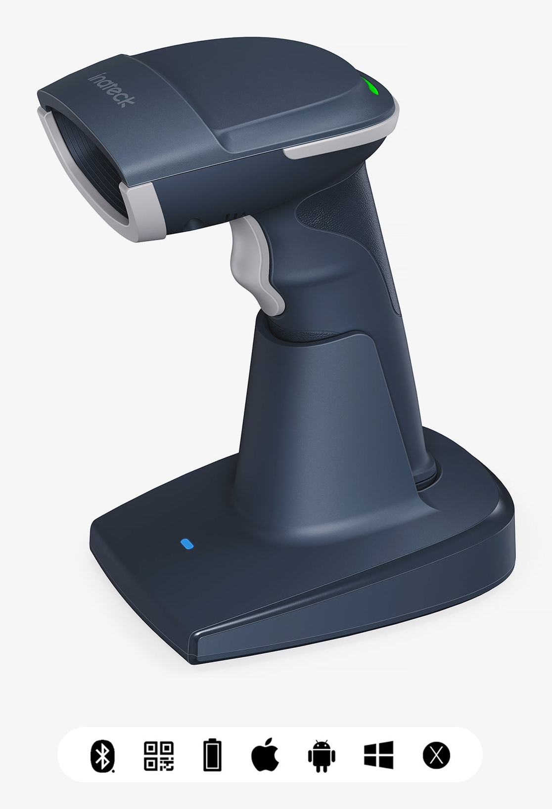 Inateck BCST-54 Handheld bar code reader 1D/2D CMOS Blue, Grey