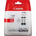 Canon 0318C007/PGI-570PGBKXL Ink cartridge black high-capacity pigmented twin pack, 2x1K pages ISO/IEC 24711 22ml Pack=2 for Canon Pixma MG 5750/7750