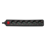 Deltaco GT-0661 power extension 3 m 6 AC outlet(s) Indoor Black