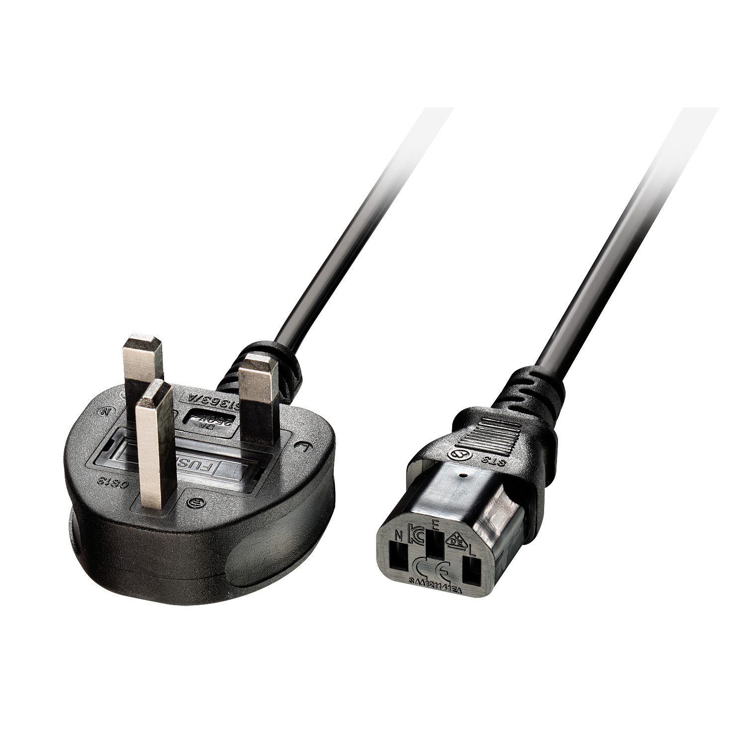 Lindy 5m UK 3 Pin Plug to IEC C13 mains power Cable. Black