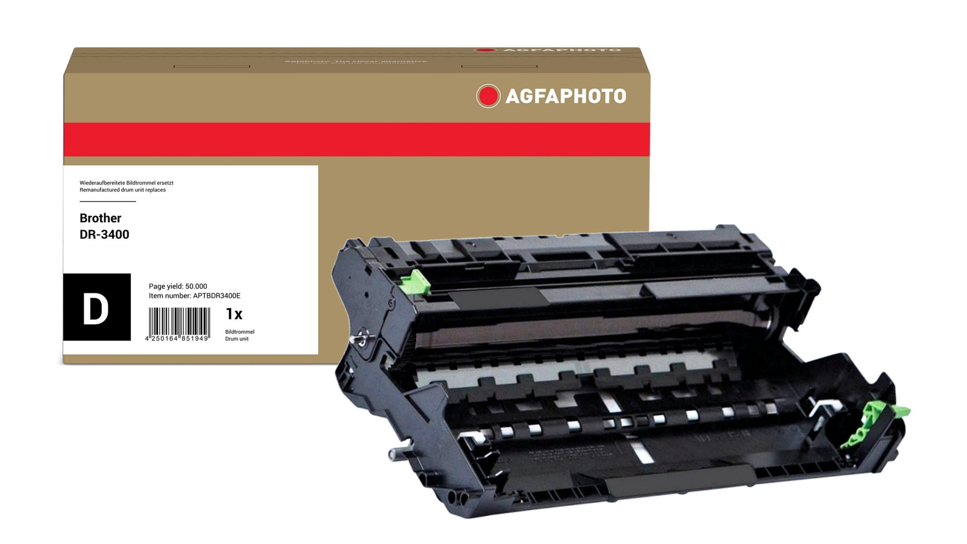 AgfaPhoto Compatible Drum Unit. Replacement for Brother DR-3400. 50000