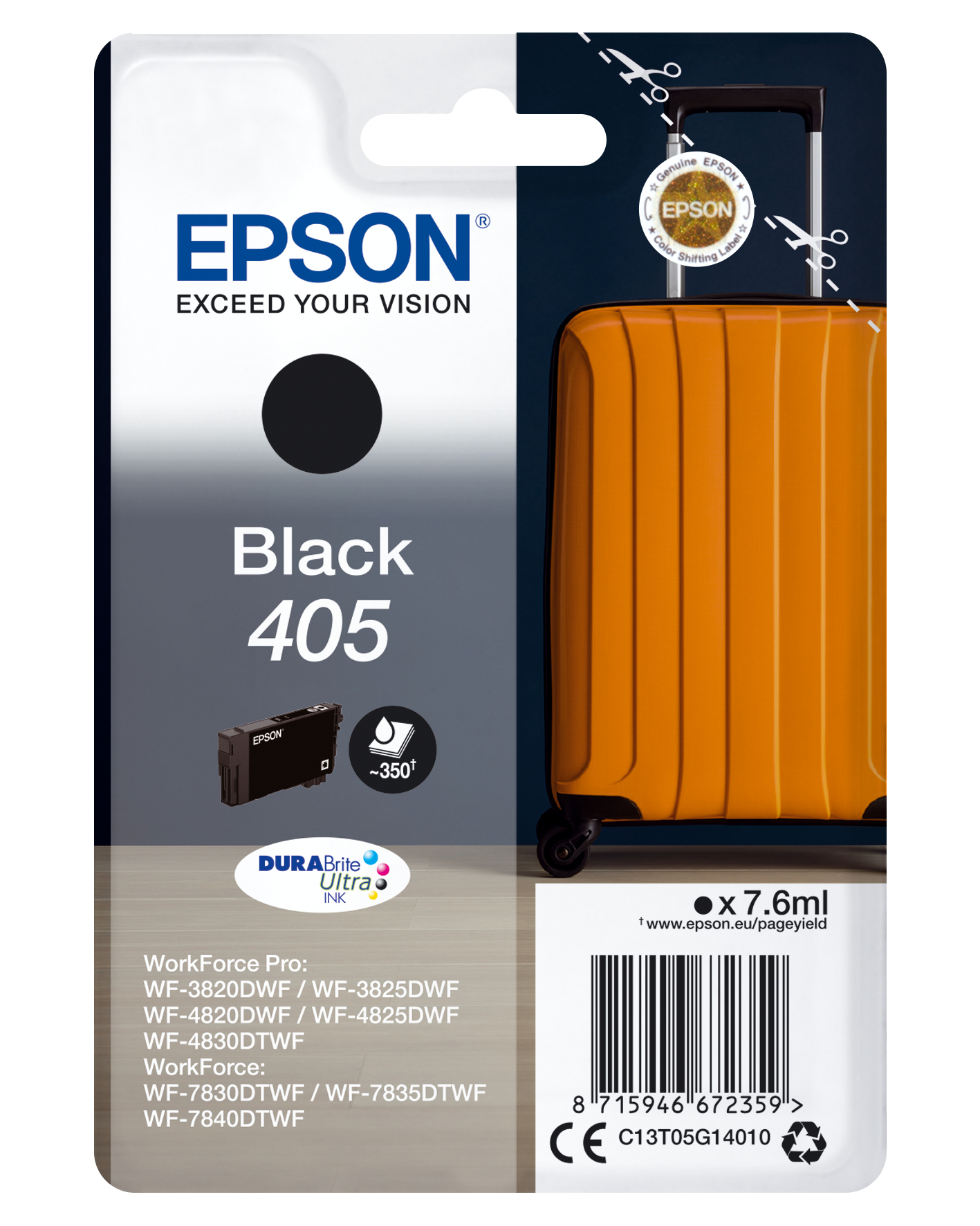 Image of Epson C13T05G14010/405 Ink cartridge black, 350 pages 7.6ml for...
