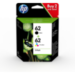 HP N9J71AE (62) Printhead cartridge multi pack, 200pg + 165pg, Pack qty 2