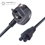 connektgear 2m UK Mains Power Cable UK Plug to C5 (Cloverleaf) Socket
