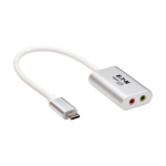 Tripp Lite U437-002 2-Port USB-C to 3.5 mm Stereo Audio Adapter - USB 2.0, Silver