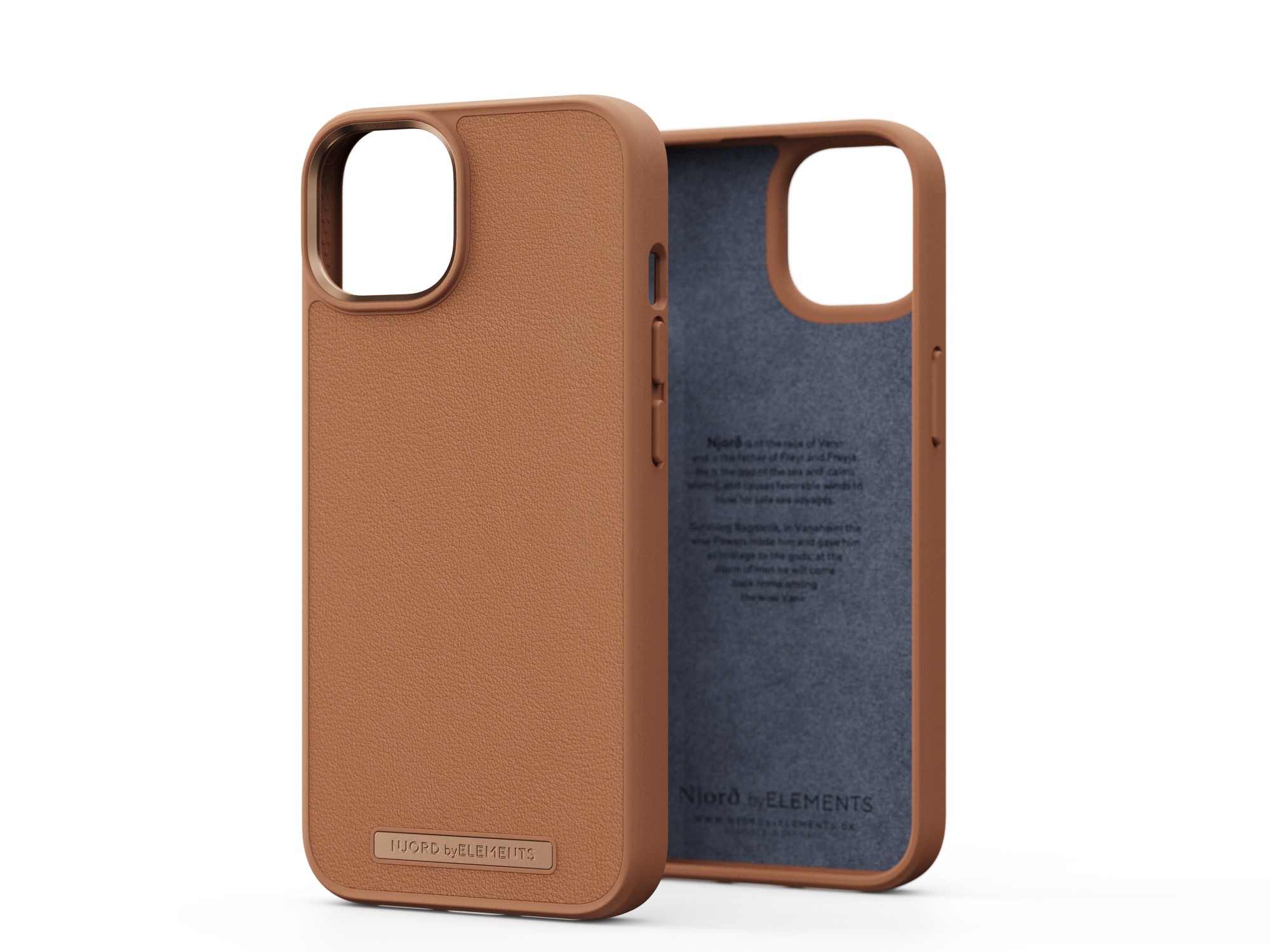 Photos - Case Njord byELEMENTS Genuine Leather  for Apple iPhone 14, Cognac NA41GL04
