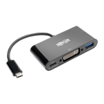 Tripp Lite U444-06N-DUB-C USB-C to DVI Adapter with USB 3.x (5Gbps) Hub Port and PD Charging, Black