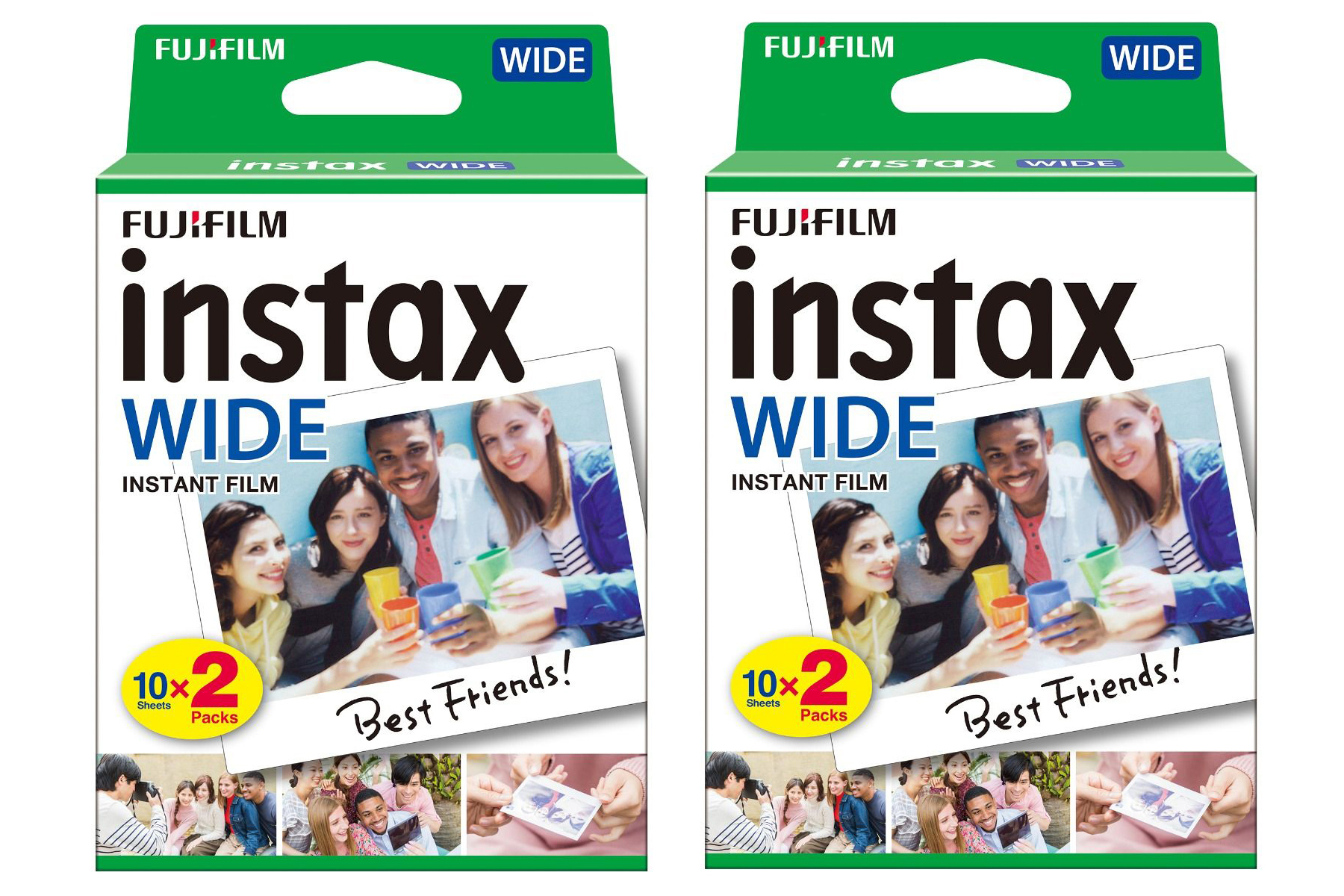 16385995 X2 FUJI Instax Wide Picture Format Instant Photo Film - White, 40 Shot Pack