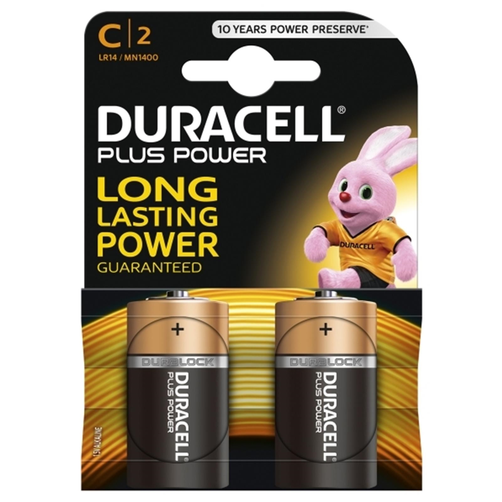 Image of Duracell Plus Power Alkaline Pack of 2 C Batteries