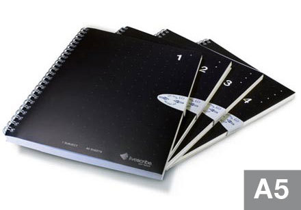 Livescribe A5 Size Notebook, 4-Pack writing notebook 80 sheets Black