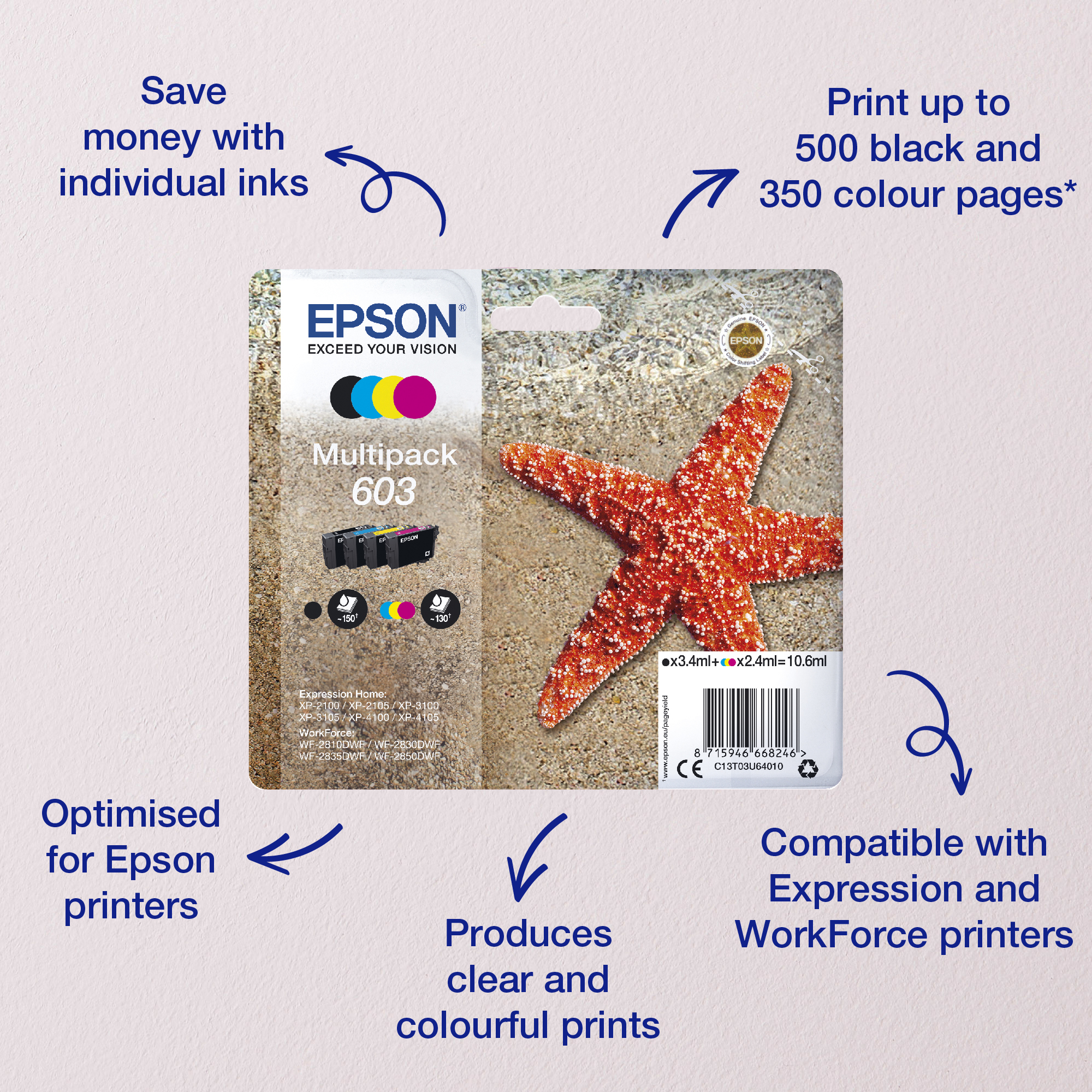 Epson 603XL Starfish Ink Cartridge High Yield Black C13T03A14010