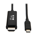 Tripp Lite U444-003-H4K6BE USB-C to HDMI Adapter Cable (M/M), 4K 60 Hz, 4:4:4, Thunderbolt 3 Compatible, Black, 3 ft. (0.9 m)