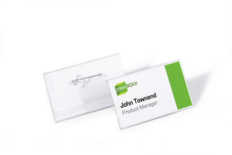 Durable Pin Name Badge 40x75mm Clear (Pack of 100) 8008