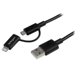 StarTech.com LTUB1MBK USB cable 39.4" (1 m) USB 2.0 USB A Micro-USB B Black