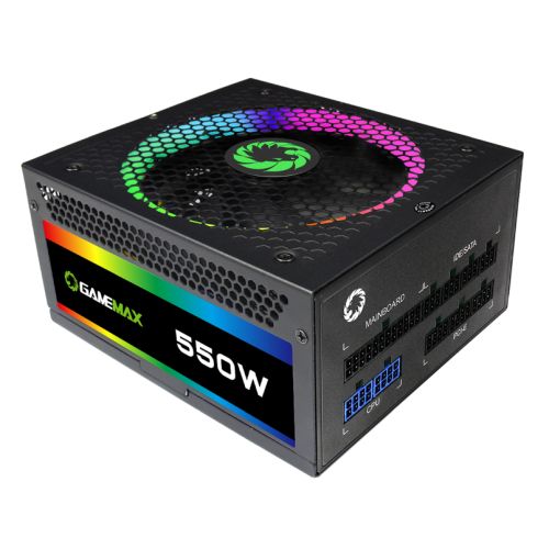 Image of GAMEMAX 550W RGB PSU Fully Modular 14cm ARGB Fan 80+ Gold RGB...