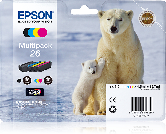 Image of Epson C13T26164010/26 Ink cartridge multi pack Bk,C,M,Y 220pg +...