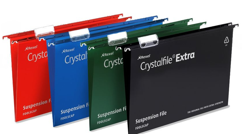 Image of Rexel Crystalfile Extra Foolscap Suspension File 15mm Blue (25)