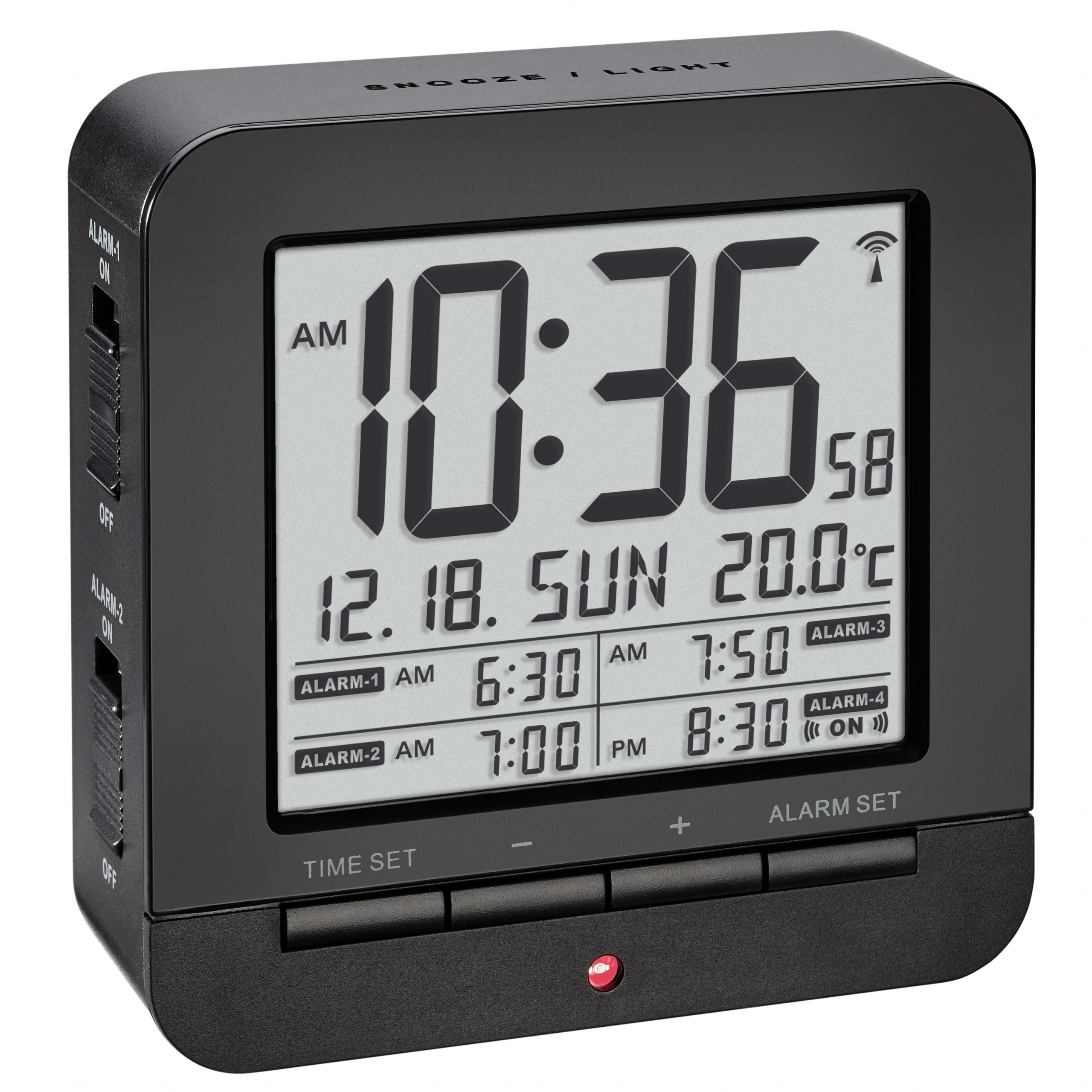 Image of TFA-Dostmann 60.2536.01 - Digital alarm clock - Black - Plastic -...
