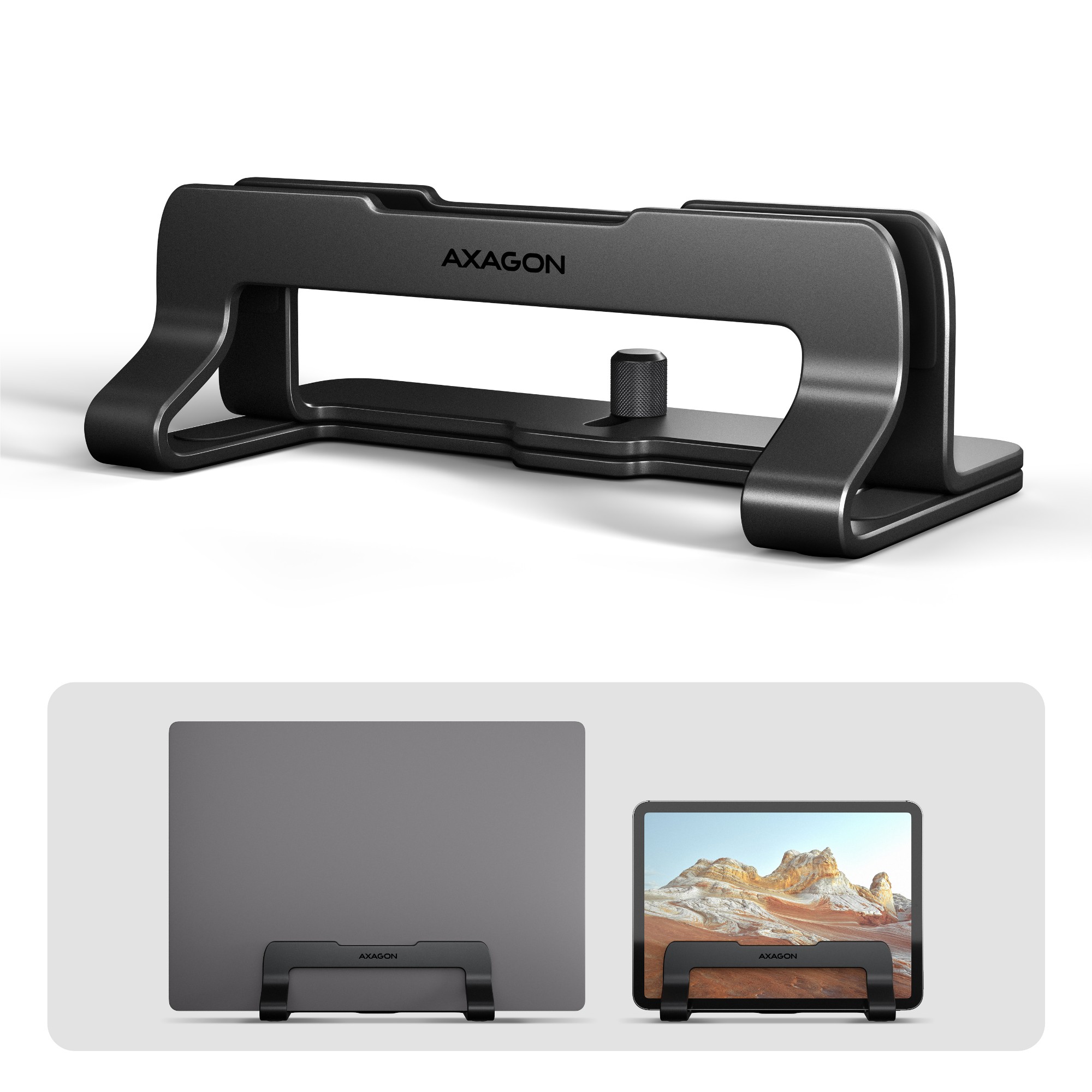 EU Product - STND-VB Vertikaler Laptop-Staender einstellbare Breite Aluminium thumbnail