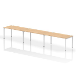 Dynamic Impulse Single Row 3 Person Bench Desk W1600 x D800 x H730mm Maple Finish White Frame - IB00348 DD