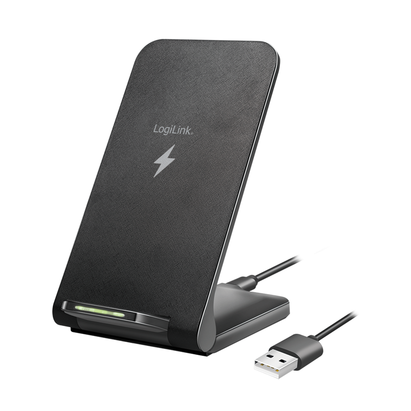 Image of LogiLink Wireless Quick Charging Stand 15 W, twin coil, black