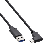 InLine USB 3.2 cable, USB-C male angled to USB-A male, black, 1.5m