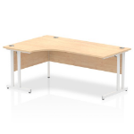 Dynamic Impulse Contract Left Hand Crescent Cantilever Desk W1800 x D1200 x H730mm Maple Finish/White Frame - I002620 DD