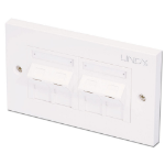 Lindy CAT6 Double Wall Plate with 4 x Angled RJ-45 Shuttered Socket, Unshielded -