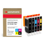 AgfaPhoto APCCLI521SETD inktcartridge 5 stuk(s) Compatibel Normaal rendement Zwart, Cyaan, Magenta, Geel