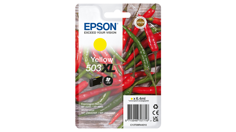Image of Epson C13T09R44010/503XL Ink cartridge yellow high-capacity, 470...