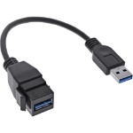 InLine USB 3.2 Gen1 adapter cable, USB A male / Keystone female, 0.2m