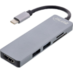 InLine Multi-hub USB 3.2 Gen.1, 2x USB-A, HDMI 4K/30Hz, card reader, alu, grey